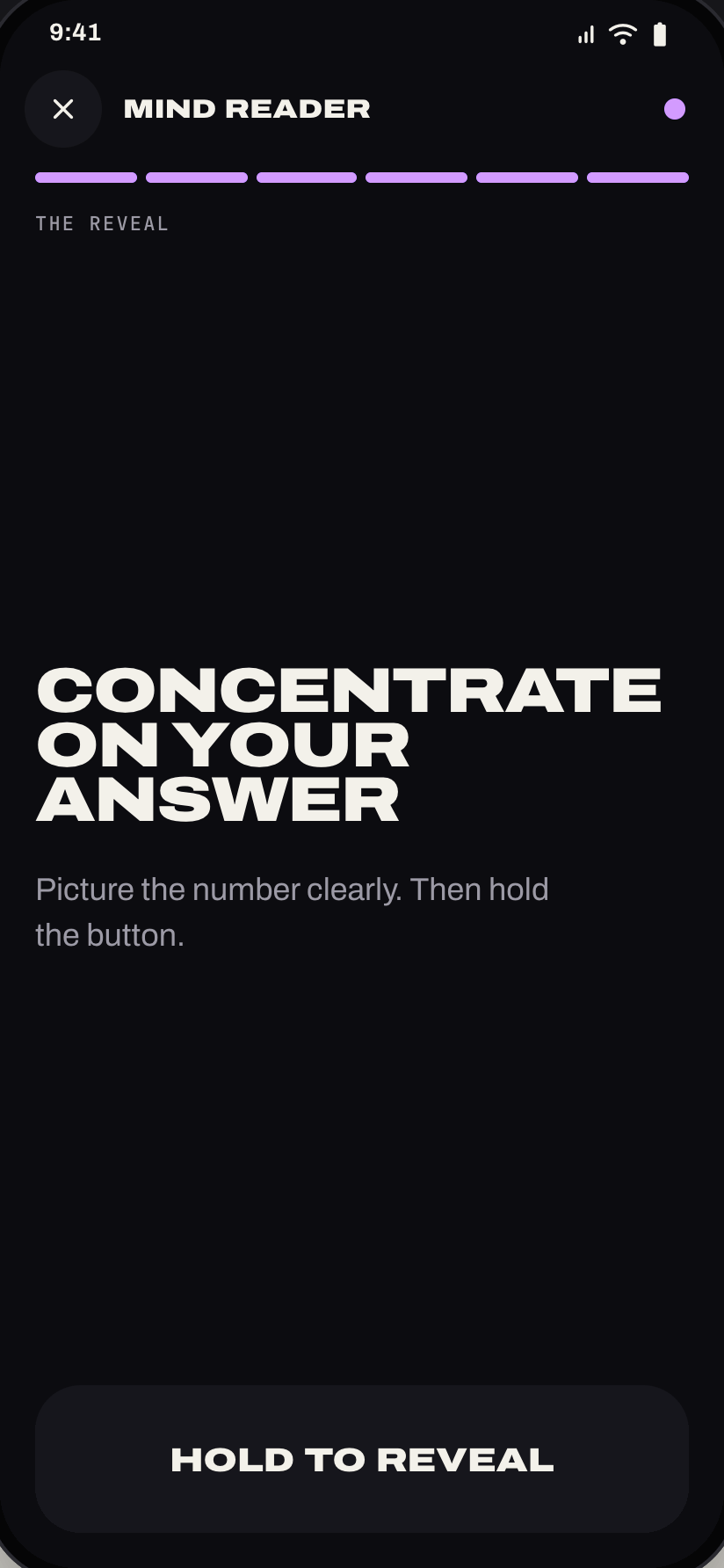 Mind Reader: one hold away from revealing a friend's number
